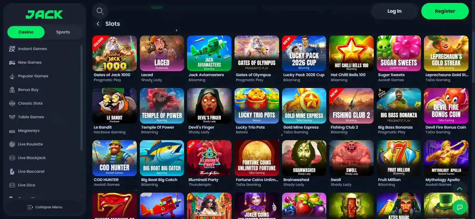 Jack Slots: Library Depth, Providers and Browsing